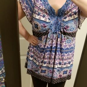 Energé World Wear // Patterned Blouse // 3xl